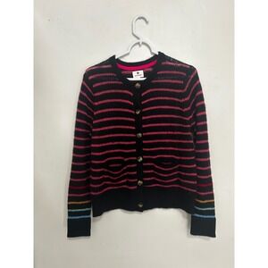 Sundry  Pink Striped Rainbow Cuff Button Front Cardigan Sweater Size 2